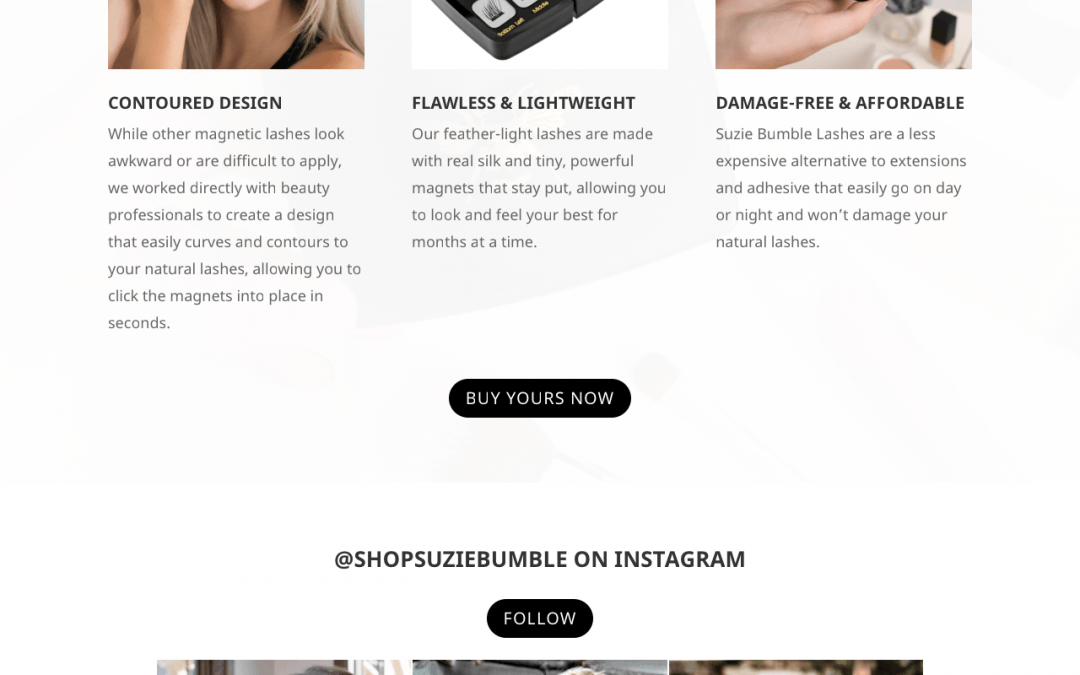 Suzie Bumble Lashes Website